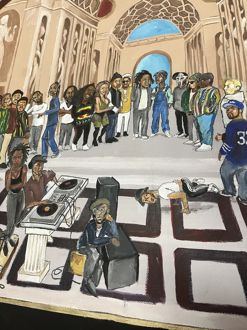 The New Skool of Athens, center detail, painting by JustBee