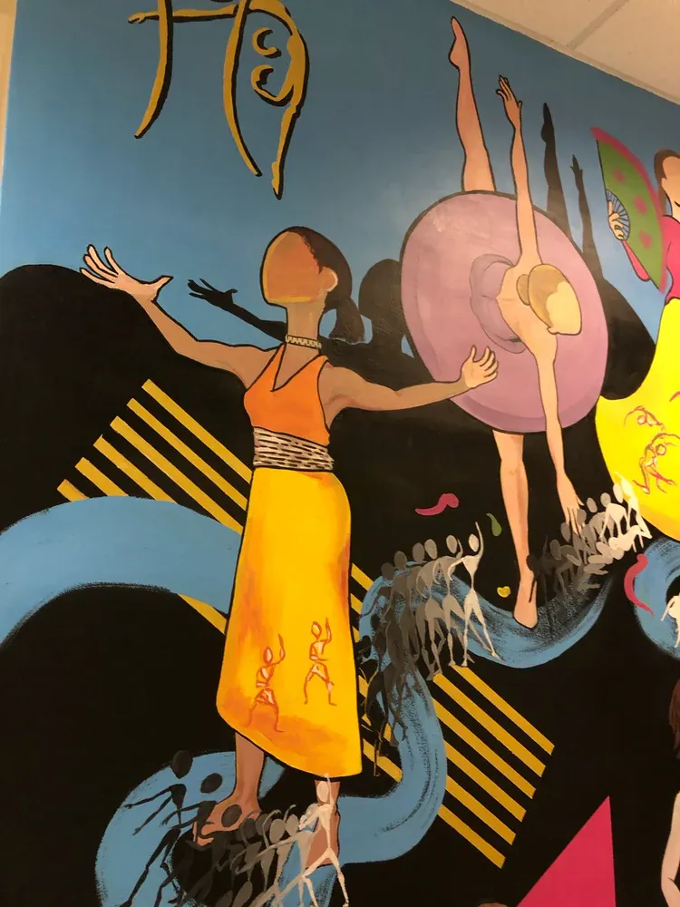 HCC Dance 20th Anniversary, left detail, mural by JustBee