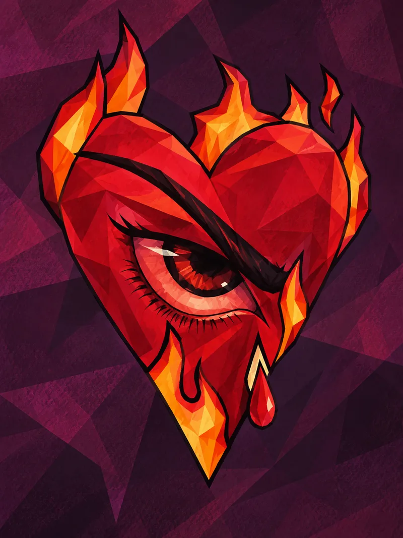 Heart Burn, digital illustration by JustBee