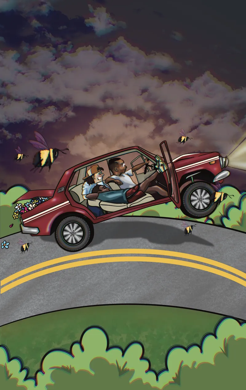Night Ride, digital illustration by JustBee